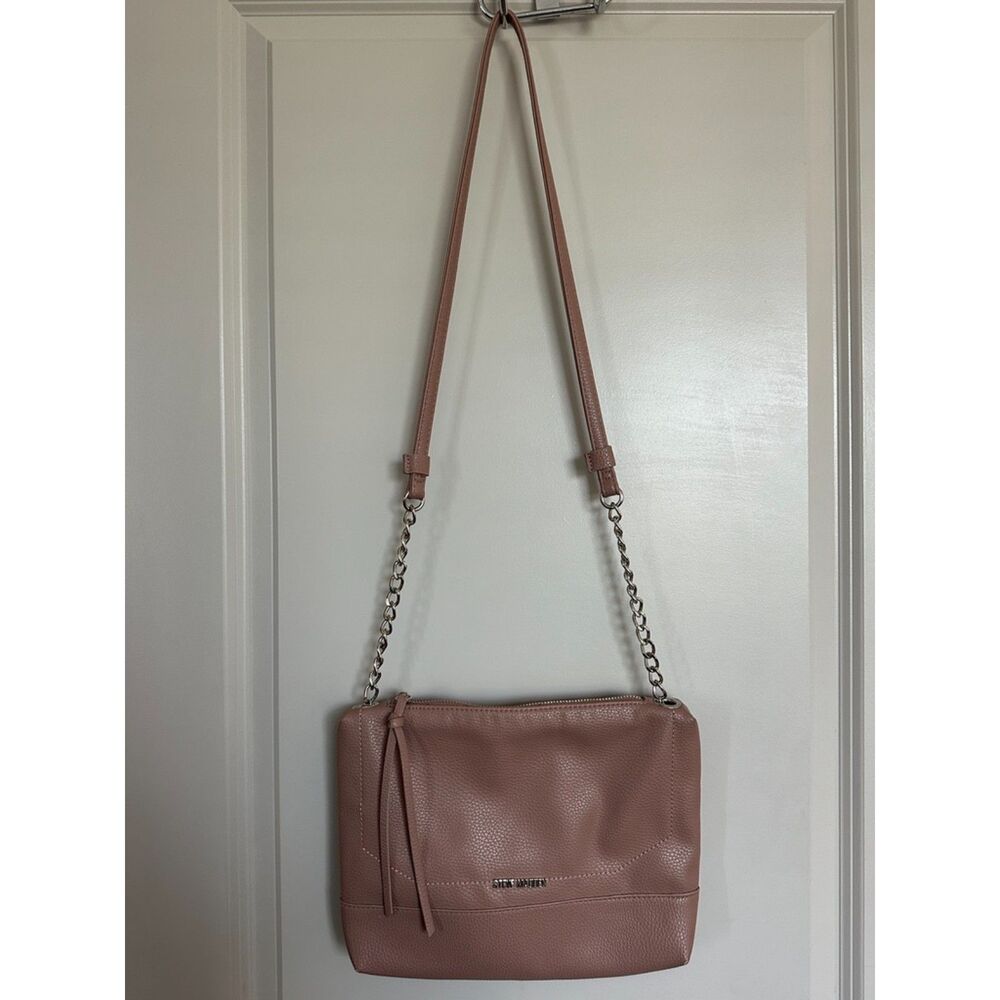 Steve Madden Mauve Pink and Silver Zip Crossbody Purse Bag